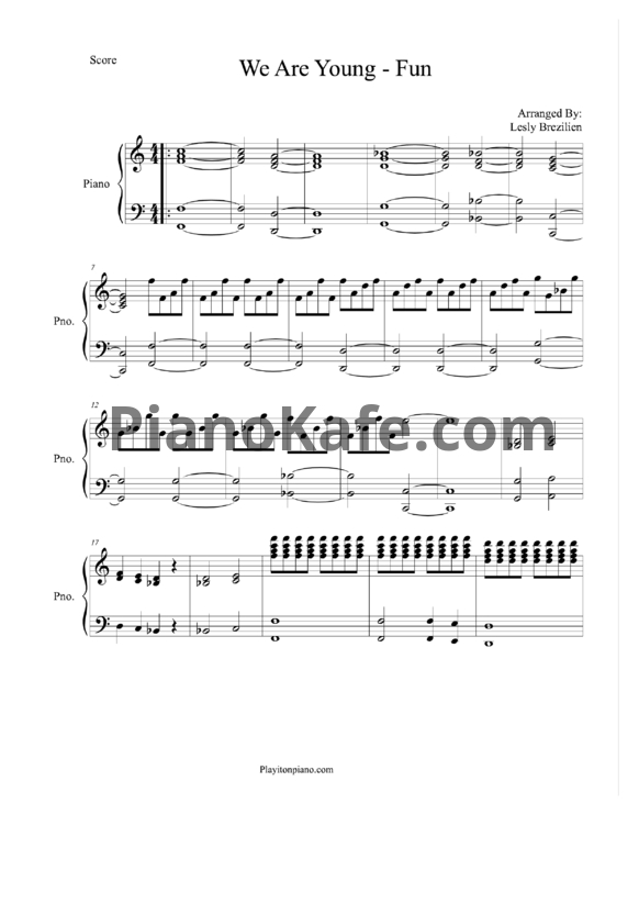 Ноты Fun ft. Janelle Monáe - We are young (Версия 3) - PianoKafe.com