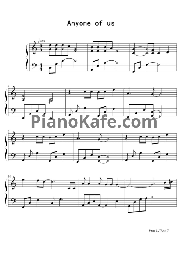 Ноты Gareth Gates - Anyone of us - PianoKafe.com
