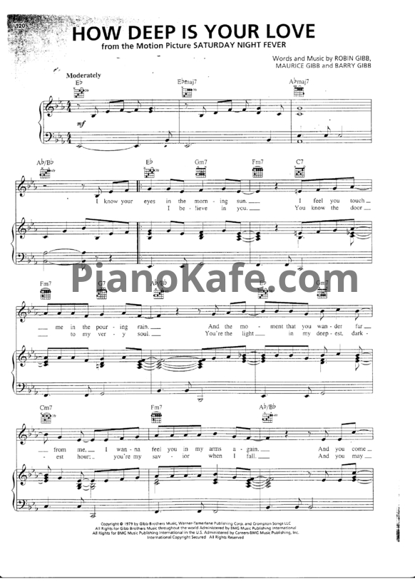 Ноты Bee Gees - How deep is your love (Версия 3) - PianoKafe.com