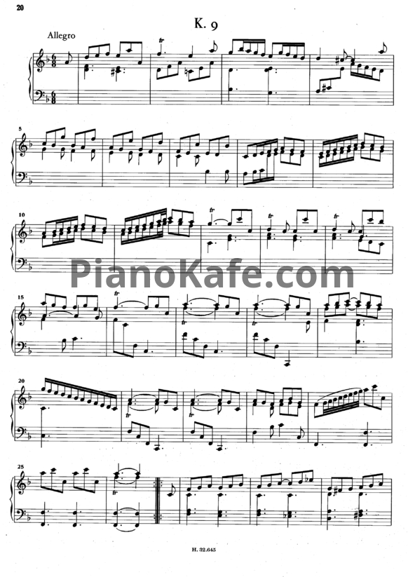 Ноты Д. Скарлатти - Соната K9 - PianoKafe.com