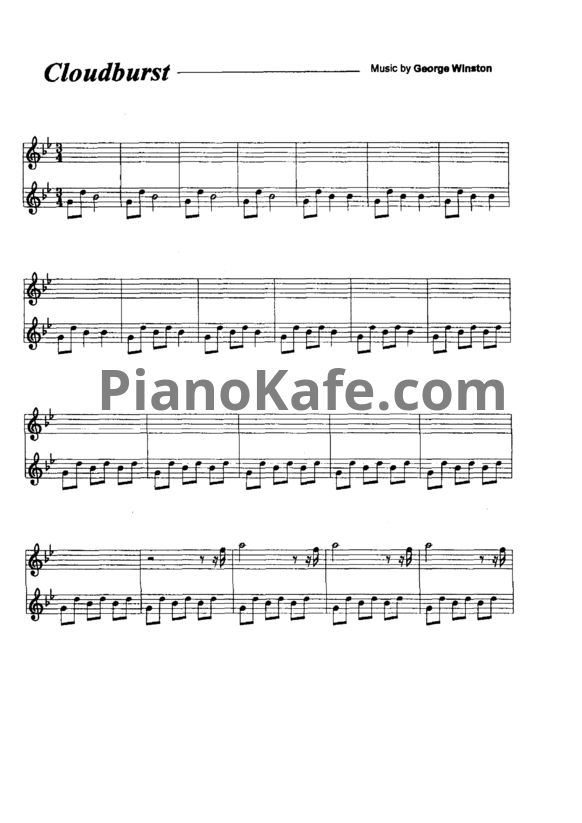 Ноты George Winston - Cloudburst - PianoKafe.com