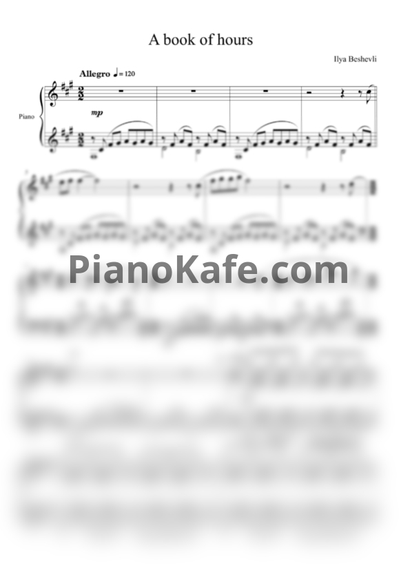 Ноты Ilya Beshevli - A book of hours - PianoKafe.com
