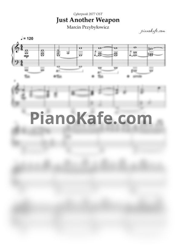 Ноты Marcin Przybyłowicz - Just another weapon - PianoKafe.com