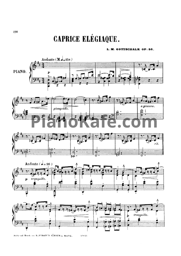 Ноты Луи Моро Готшалк - Caprice élégiaque (Op. 56) - PianoKafe.com