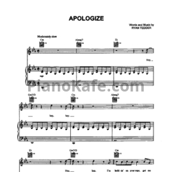 Ноты One Republic feat. Timbaland - Apologize (2)