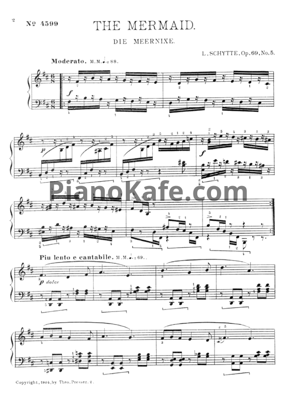Ноты Людвиг Шитте - The Mermaid. Die Meernixe (Op. 69, No. 5) - PianoKafe.com