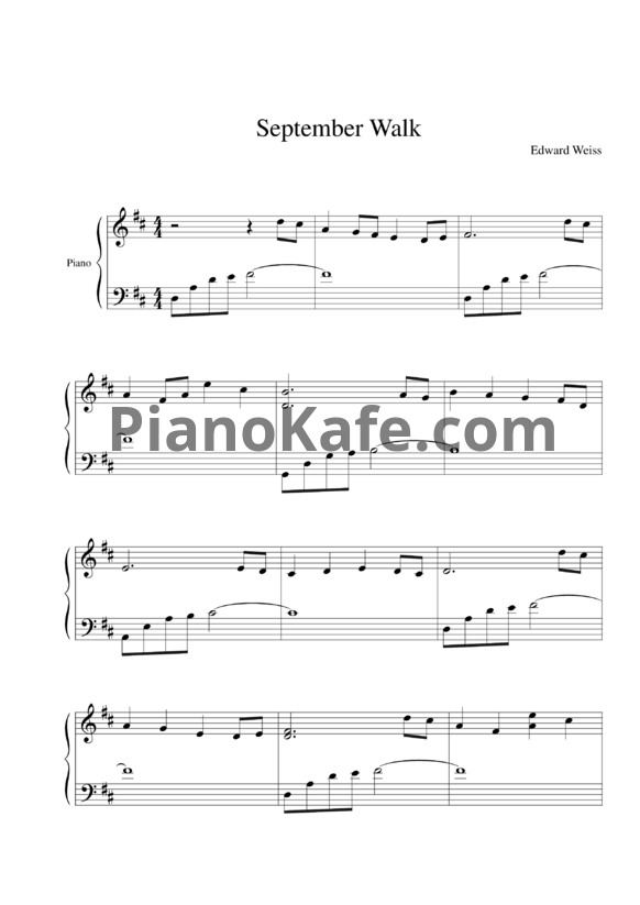 Ноты Edward Weiss - September walk - PianoKafe.com