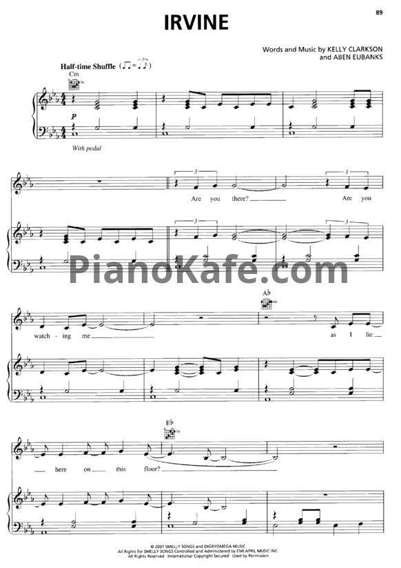 Ноты Kelly Clarkson - Irvine - PianoKafe.com
