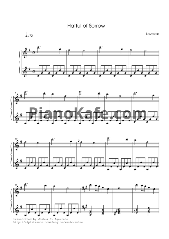 Ноты Sasaji Masanori - Hatful of sorrow - PianoKafe.com