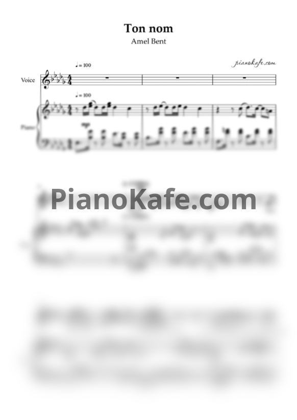 Ноты Amel Bent - Ton nom - PianoKafe.com