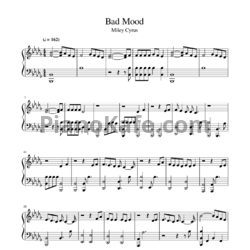 Ноты Miley Cyrus - Bad mood - предпросмотр