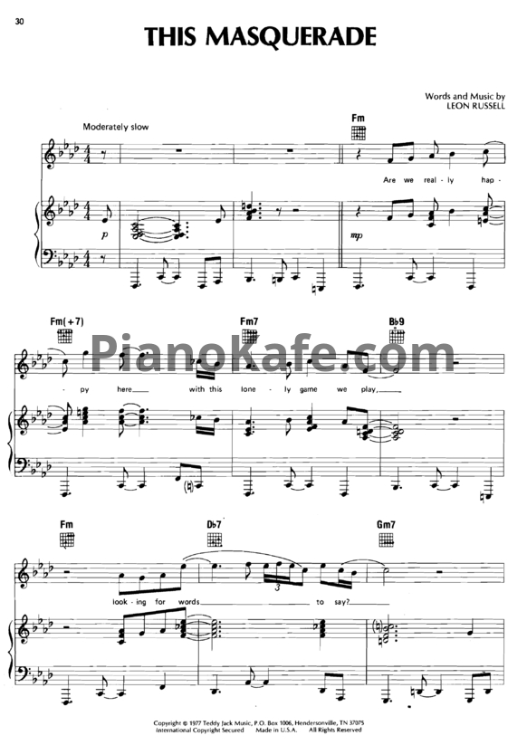Ноты George Benson - This masquerade - PianoKafe.com