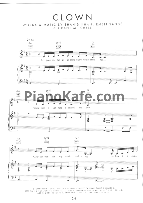 Ноты Emeli Sande - Clown - PianoKafe.com
