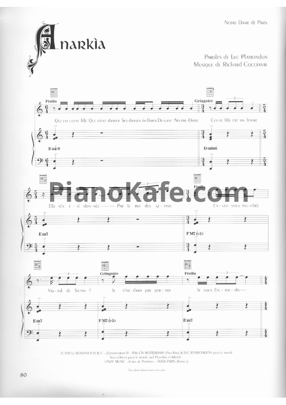 Ноты Riccardo Cocciante - Anarkia - PianoKafe.com