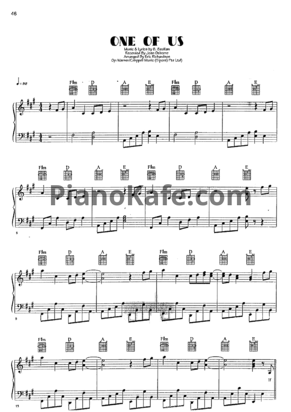 Ноты Joan Osborne - One of us (Версия 2) - PianoKafe.com