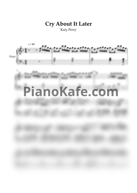 Ноты Katy Perry - Cry about it later - PianoKafe.com