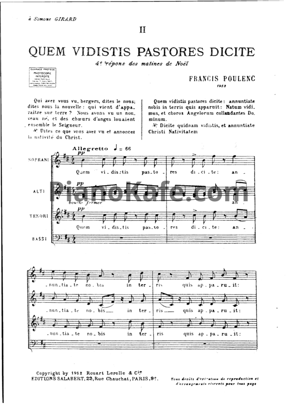 Ноты Франсис Пуленк - Четыре мотета - PianoKafe.com