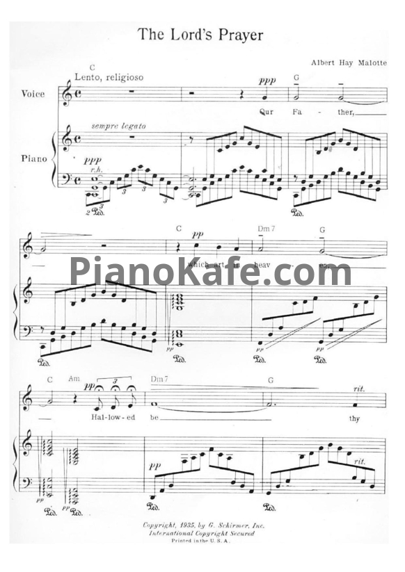 Ноты Albert Hay Malotte - The lord’s prayer - PianoKafe.com
