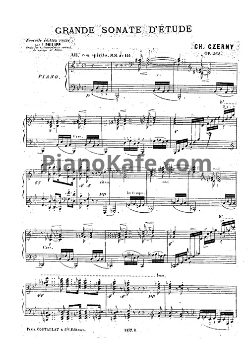 Ноты Карл Черни - Grande sonate d'etude (Op. 268) - PianoKafe.com