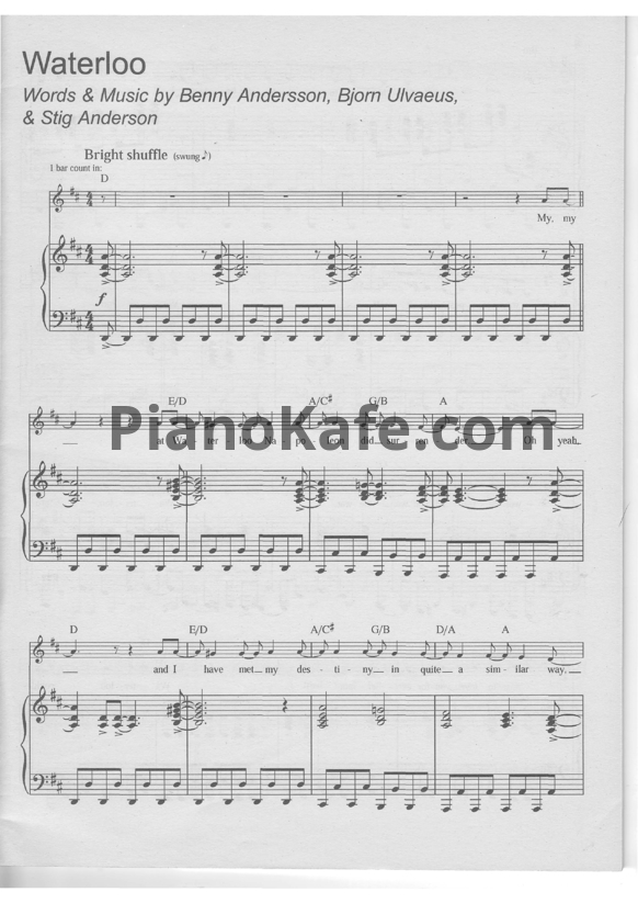Ноты ABBA - Waterloo - PianoKafe.com