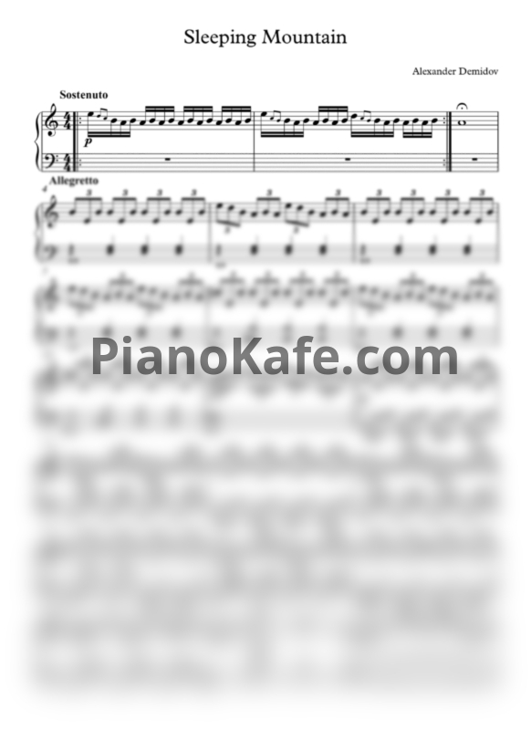 Ноты Alexander Demidov - Sleeping Mountain - PianoKafe.com