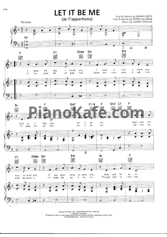 Ноты The Everly Brothers - Let it be me - PianoKafe.com