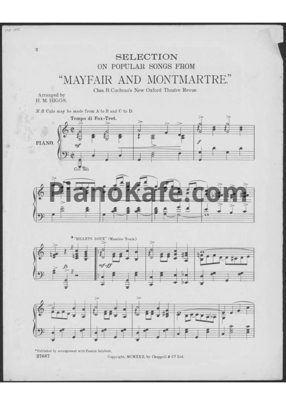 Ноты Cole Porter - Selection on popular song from "Mayfair and Montmartre" - PianoKafe.com