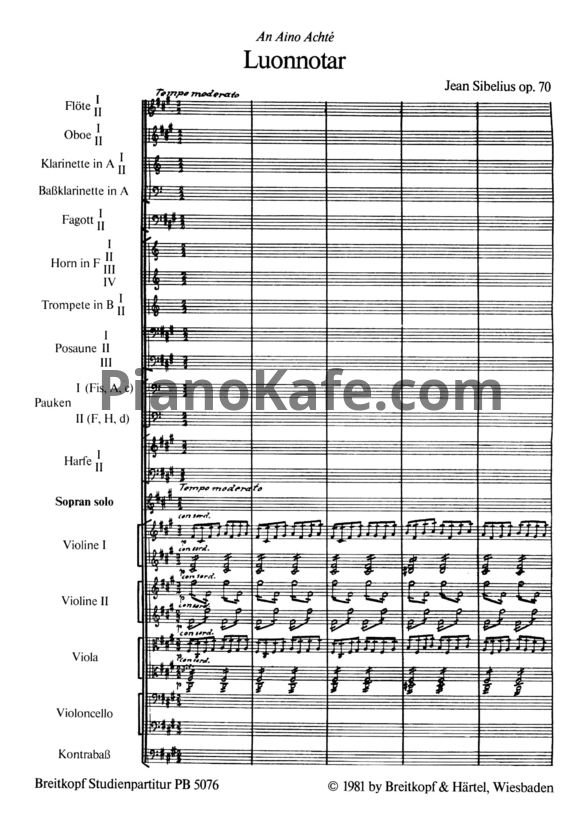 Ноты Ян Сибелиус - Симфоническая поэма "Дочери природы" (Op. 70, партитура) - PianoKafe.com