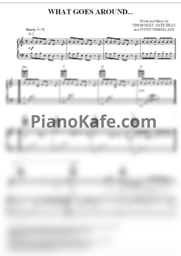 Ноты Justin Timberlake - What goes around - PianoKafe.com