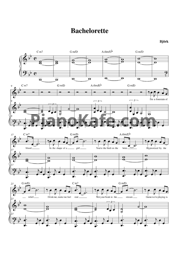 Ноты Bjork - Bachelorette - PianoKafe.com