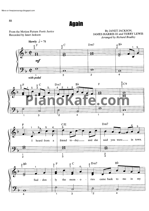 Ноты Janet Jackson - Again - PianoKafe.com