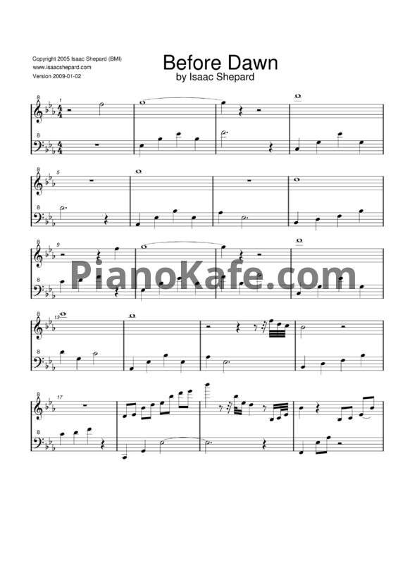 Ноты Isaac Shepard - Before dawn - PianoKafe.com