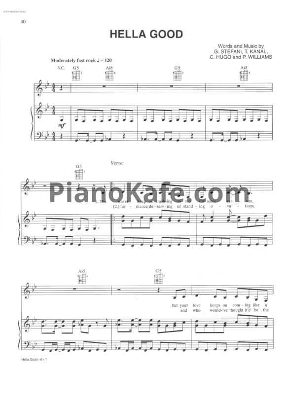 Ноты No Doubt - Hella good - PianoKafe.com