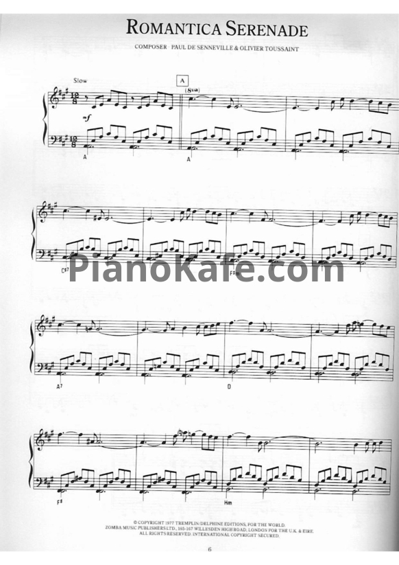 Ноты Richard Clayderman - Romantica serenade - PianoKafe.com