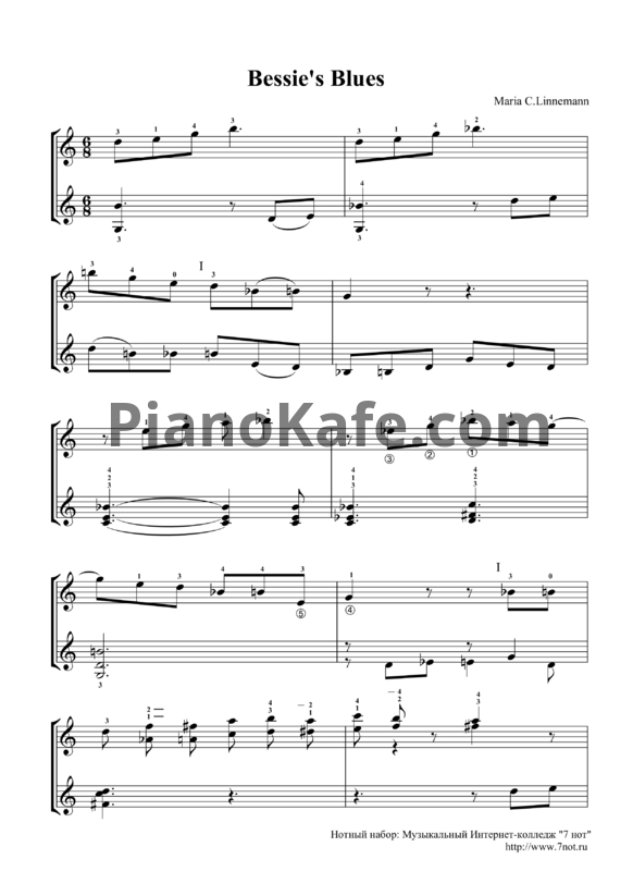 Ноты М. Линнеман - Bessie's blues - PianoKafe.com