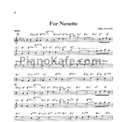 Ноты Bill Evans - For Nenette - предпросмотр