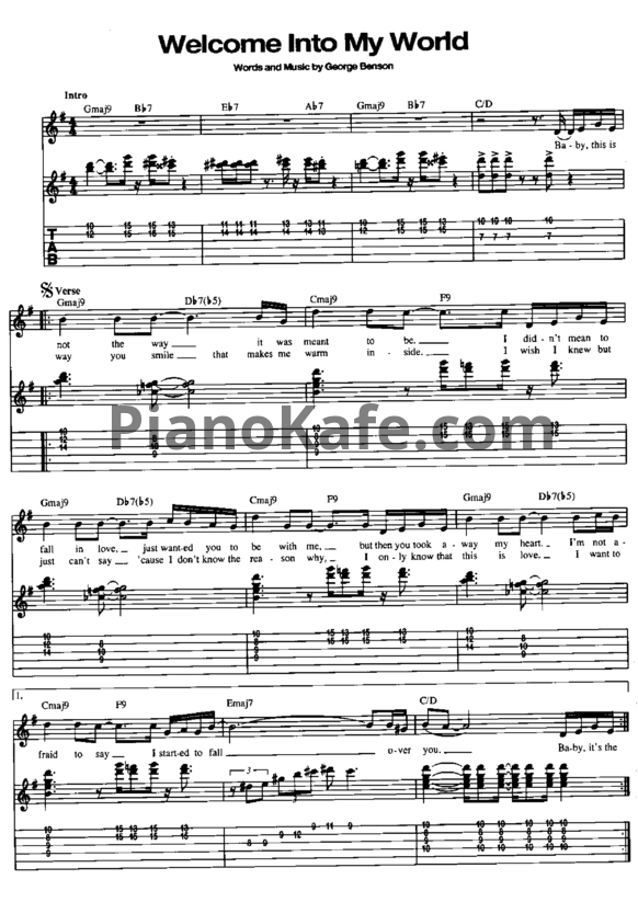 Ноты George Benson - Welcome into my world - PianoKafe.com