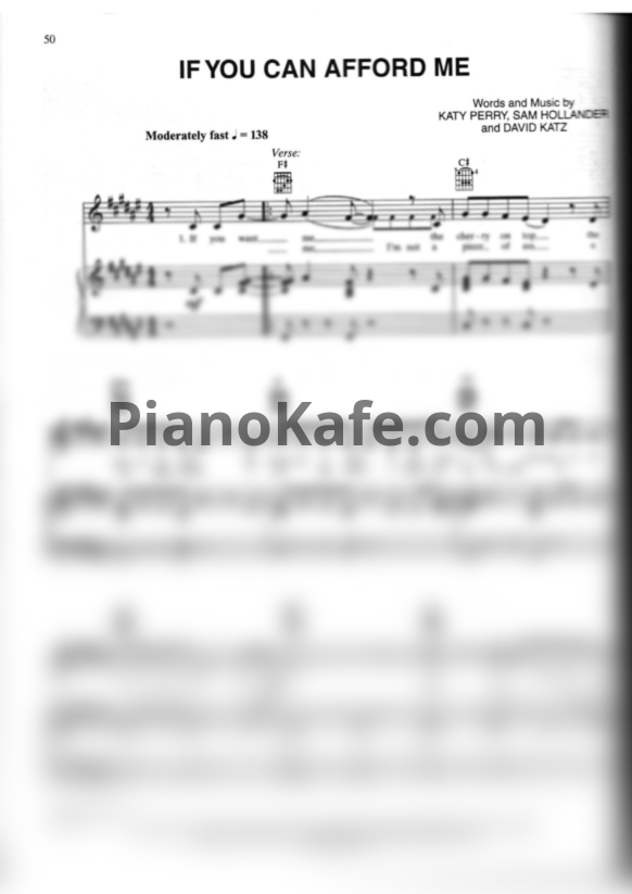 Ноты Katy Perry - If you can afford me - PianoKafe.com