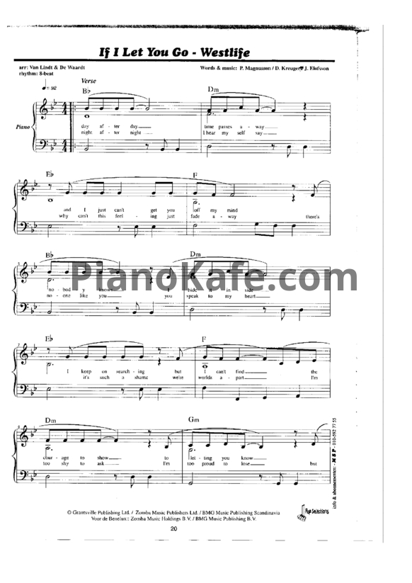 Ноты Westlife - If I let you go - PianoKafe.com