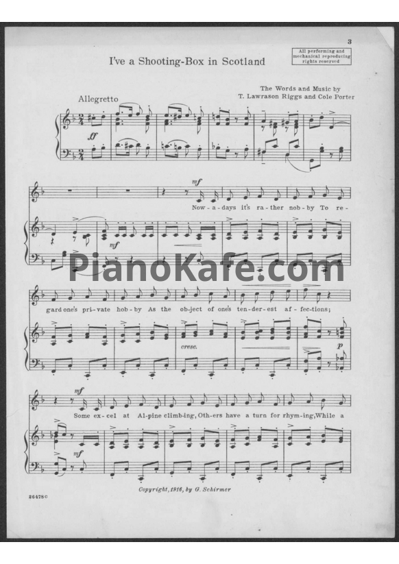 Ноты Cole Porter - I've a shooting-box in scotland - PianoKafe.com