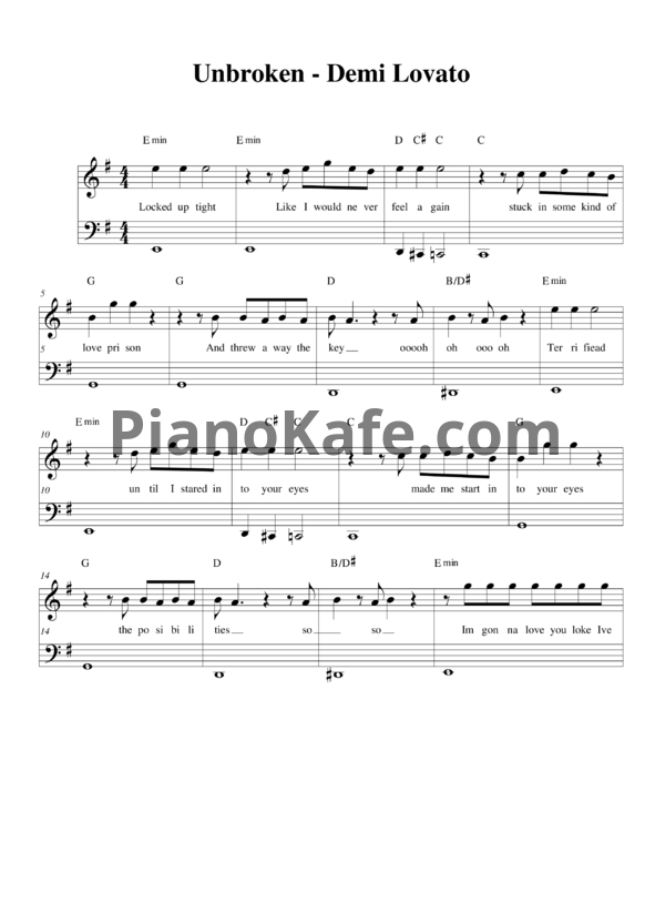 Ноты Demi Lovato - Unbroken - PianoKafe.com
