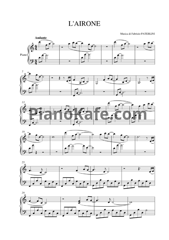 Ноты Fabrizio Paterlini - L’Airone - PianoKafe.com