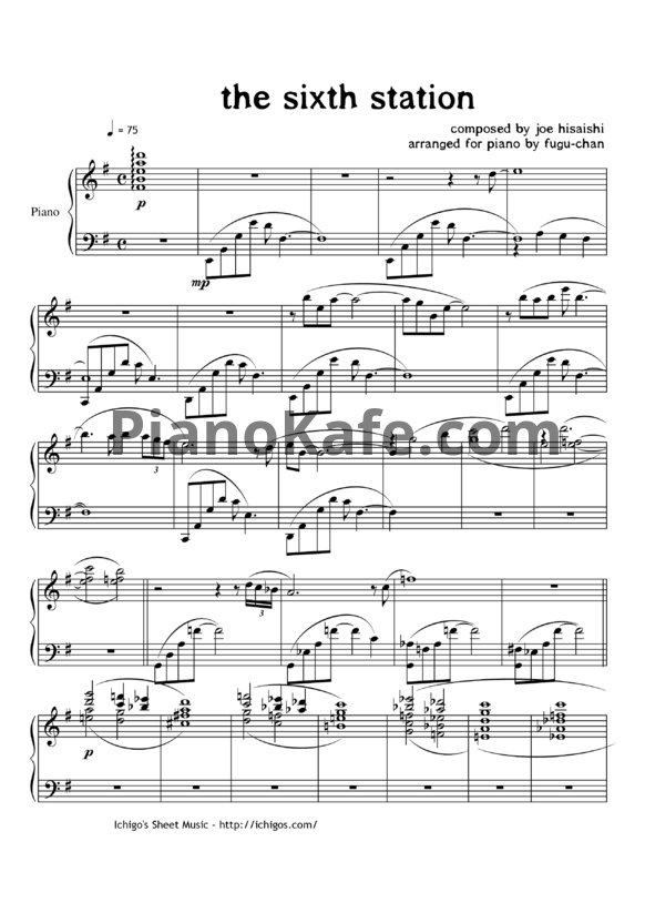 Ноты Joe Hisaishi - The sixth station - PianoKafe.com
