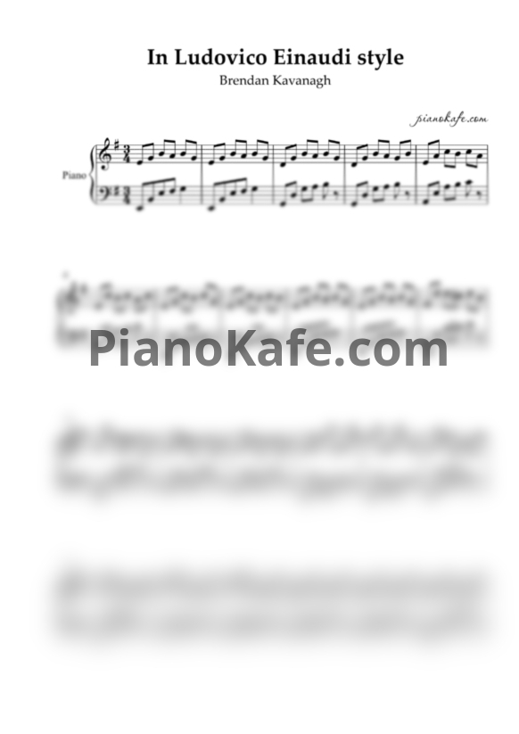 Ноты Brendan Kavanagh - In Ludovico Einaudi style - PianoKafe.com