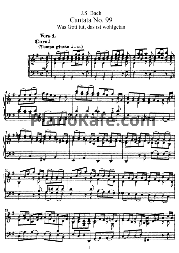 Ноты И. Бах - Кантата №99 "Was gott tut, das ist wohlgetan" (BWV 99) - PianoKafe.com