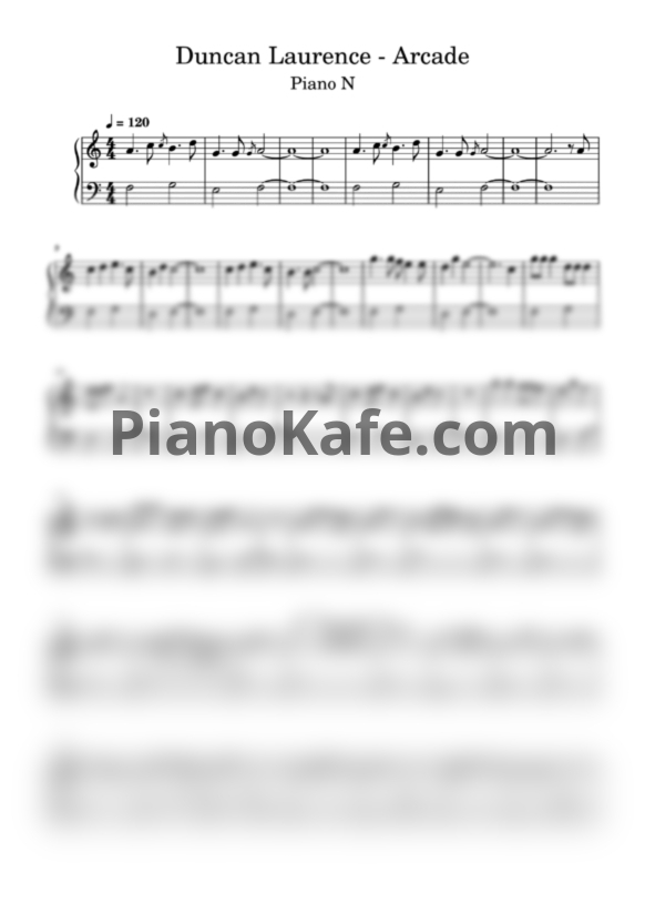 Ноты Duncan Laurence - Arcade (Easy piano) - PianoKafe.com