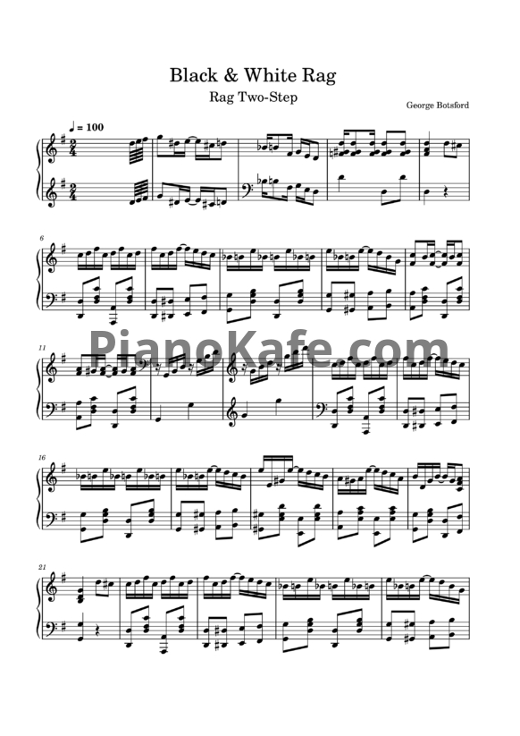 Ноты George Botsford - Black and white rag (Версия 2) - PianoKafe.com