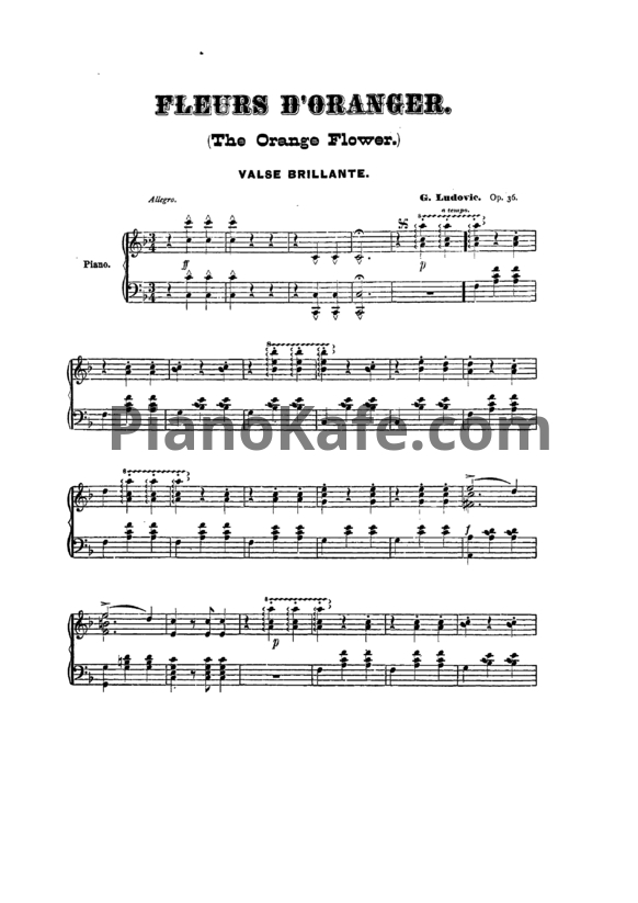 Ноты Л. Гоббартс - Оранжевый цветок. Блестящий вальс для фортепиано (Op. 36) - PianoKafe.com