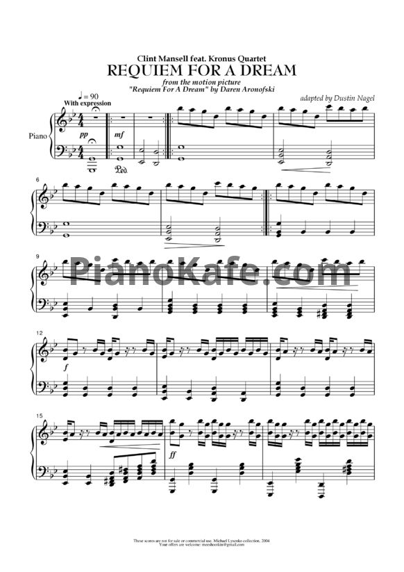 Ноты Clint Mansell / Kronos Quartet - Winter: Lux Aeterna - PianoKafe.com