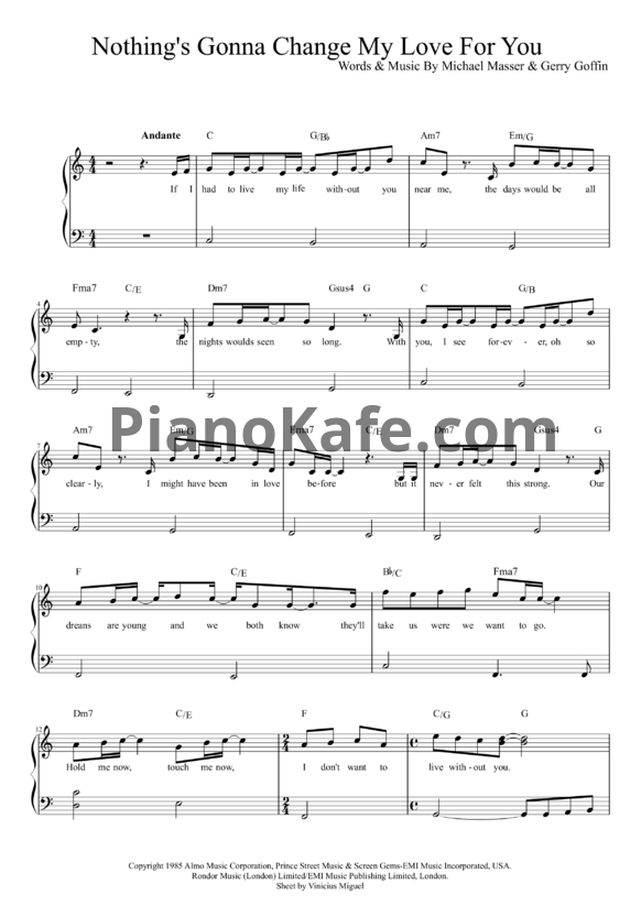 Ноты George Benson - Nothing's gonna change my love for you - PianoKafe.com